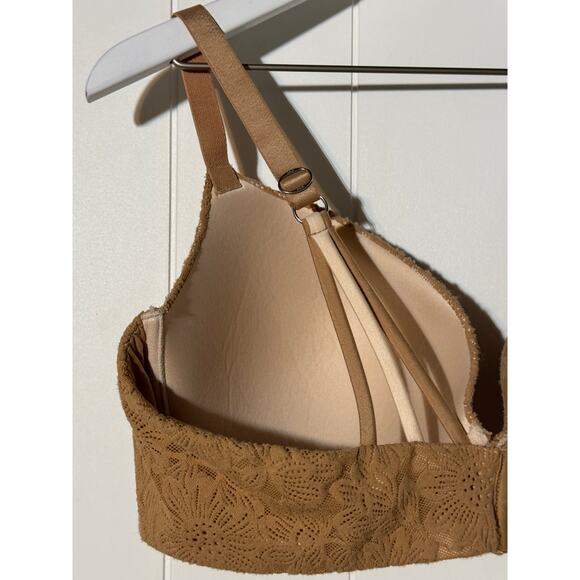 Aerie · 42D · Sunnie Demi Lace Push-Up Bra · Real Good Recycled Nylon · Tan Nude - Picture 8 of 11